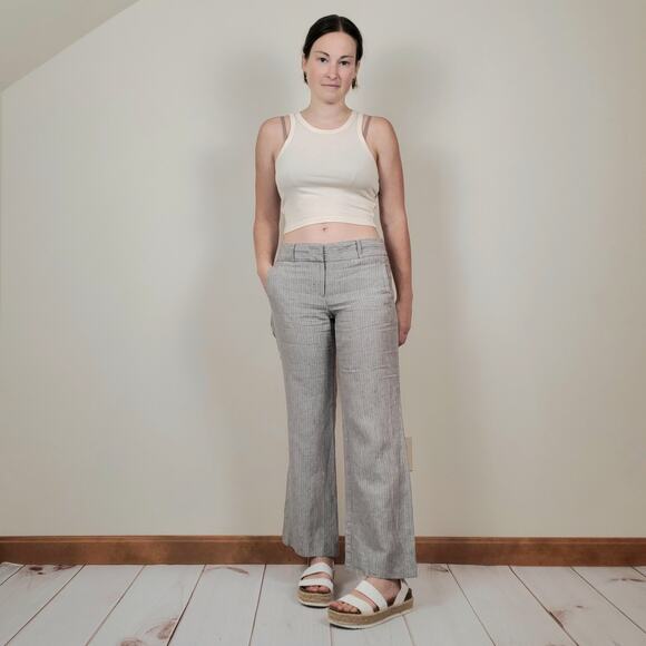Banana Republic Pants - Banana Republic The Martin Fit Pinstriped Linen Trouser Gray 4P